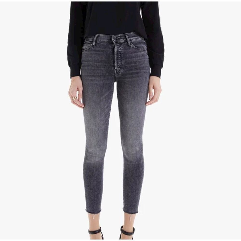 Mother Black Button Fly The Stunner Ankle Fray Jeans Friday The 13th Size 25